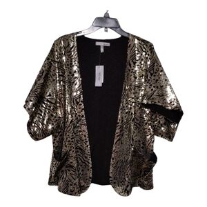 WD.NY Sequined Short Sleeve Gold and Black Blazer Size L/XL